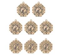 Gadpiparty 8 Pièces Tai Chi Bagua porte clés Pendants de chaîne-clés décor antique taï Faire des bijoux de bricolage pendentifs porte-clés en cuivre décor pendentif en forme de bagua Doré