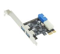 Gadpiparty Adaptateur USB 2 ports Pci-e - Carte d'extension en alliage d'aluminium - Installation facile - Mise à niveau du bureau vers USB 3.0 - Composant interne de l'ordinateur