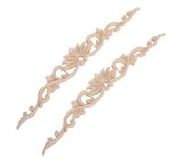 Gadpiparty Applique Murale Décor Raffiné et Résistant en Bois Sculpté Lotus Beige 2 Pièces pour Armoires Cuisine et Décoration Intérieure Murale