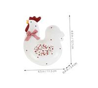 Gadpiparty Assiette Céramique Forme Poule Rouge Motif Fleuri Petite Assiette Dessert Multi-usage pour Collations et Buffet à Domicile