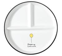 Gadpiparty Assiette Compartimentée en Céramique 3 Compartiments, Support Alimentaire Solide, Antidérapante, Assiette Divisée pour Repas Fractionnés et Usage Domestique, Petit-déjeuner