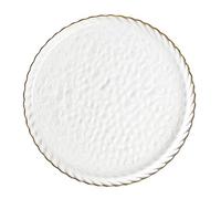 Gadpiparty Assiette de Service à Steak en Verre Doré, Élégante | Verre sans Plomb, Bords Lisses, Présentation Raffinée, pour Desserts, Thé et Dîners Entre Amis