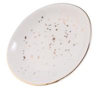 Gadpiparty Assiette en Céramique Nordique Ronde Irrégulière Blanche à Pois, Plat de Service Polyvalent Cuisine, Assiette Apéritif Décorative pour Buffet et Repas, Surface Lisse et Résistante