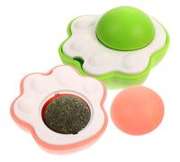 Gadpiparty Balle à l'herbe à Chat Rotatif de Griffe, Portable en Plastique 2 Sets, pour Chat, Peut être Collé sur Fenêtre ou Meuble