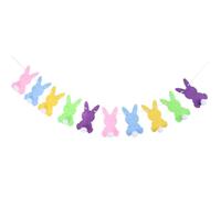 Gadpiparty Bannière Joyeuses Pâques en Non-tissé 2,5 Mètres Forme Lapin Coloré Queue Blanche en Pompon pour Décorations de Fêtes de Pâques