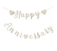 Gadpiparty Bannière Pailletée Dorée « Joyeux Anniversaire » en Papier Pré-assemblée, Guirlande Décorative pour Fête D’anniversaire de Mariage, Décoration de Fond Réutilisable pour