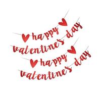 Gadpiparty Bannière Saint-valentin Pailletée Rouge Scintillante, 2 Ensembles de Fanions Décoratifs en Papier Légers, Décoration Festive pour Fête Romantique Intérieure et Accessoires Photo