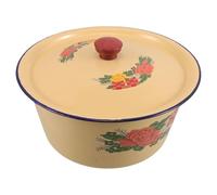 Gadpiparty bassin de l'émail rétro bol à soupe avec couvercle bol en émail blanc pot en émail