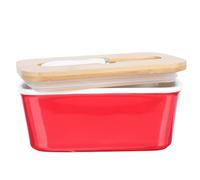 Gadpiparty Beurrier en Céramique Rouge avec Couvercle et Couteau Intégré, Boîte à Beurre Rectangulaire Hermétique, Boîte Alimentaire pour Conservation et Service du Beurre, la Cuisine