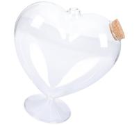 Gadpiparty Bocal à Goûter Transparent en Verre Forme de Cœur 19X16X6 CM Bouchon en Liège, Récipient pour Rangement de Bijoux et Bonbons la Maison