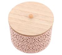 Gadpiparty Bocal de Rangement Alimentaire Métal avec Couvercle Bois Design Ajouré Ventilé pour Biscuits Bonbons et Petits Objets Boîte Métallique Décorative pour Cuisine Salon Bureau et