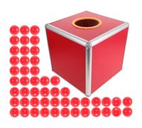 Gadpiparty Boîte à Tombola Transparente 25 CM avec 50 Boules Rouges Urne Polyvalente pour Fête Boîte à Billets de Tombola Collecte de Dons et Réunion Accessoire Ludique et Fonctionnel
