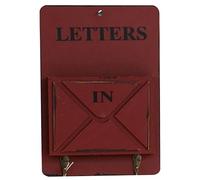Gadpiparty Boîte aux Lettres et Rangement Pratique Rouge Murale en Panneau de Densité avec Porte-clés, Décoration Murale Artistique pour Courrier et Clés