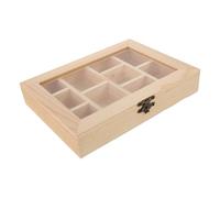 Gadpiparty Boîte de Rangement Minéraux Bois avec Couvercle Verre Compartiments pour Collection de Pierres Cristaux Coffret Minéralogie Éducatif et Décoratif