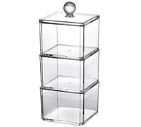 Gadpiparty Boîte de Rangement Transparente pour Cotons à Démaquiller, Organisateur Cosmétique Compact 9,2 X 9,2 X 23 Cm, Porte-Cotons-tiges Pratique pour Salle de Bain et Coiffeuse
