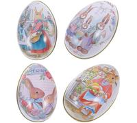Gadpiparty Boîtes à Bonbons de Pâques en Fer-blanc Lot de 4 Grandes Boîtes Œuf Colorées Festive pour Friandises et Décorations de Fête de Pâques