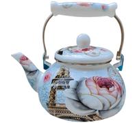 Gadpiparty Bouilloire Émaillée Épaisse 2,5l Poignée Confortable, Théière Vintage Élégante pour Maison et Bureau, pour Amateurs de Thé et Café