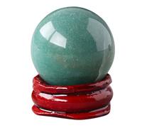 Gadpiparty Boule de Cristal Verte en Jade Naturel 3,2 Cm avec Socle en Bois Massif Décoration Intérieure Bureau Maison Élégante
