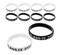 Gadpiparty Bracelets de diplômé en silicone Class of 2026, 30 pièces, décorations de fête de remise de diplôme, accessoires légers pour invités, noir et blanc