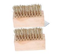 Gadpiparty Brosse à Désherber Pratique en Fil D’Acier Manche en Bois - Lot De 2 pour Jardin Extérieur - Brosse Dure pour Mousse Et Mauvaises Herbes - Accessoire Manuel De Jardinage Polyvalent