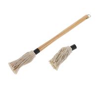 Gadpiparty Brosse Barbecue avec Manche Bois Set Balai à Badigeonner Sauce BBQ Têtes de Remplacement Coton Accessoire pour Grillades et Cuisson Plein Air