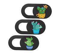 Gadpiparty Cache Coulissant Caméra Ordinateur Portable 3 Pièces Motif Cactus, Protection Vie Privée Ultra-Mince, Couverture Confidentialité pour Tablette et PC Portable, Décor Cartoon,
