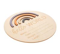 Gadpiparty Carte D'étape Arc-en-Ciel Signe Nouveau-né du Monde Signe De Nom De Bébé Signe D'annonce De Bébé Souvenir Nouveau-né Jalon De Bébé Mensuel Bois Garçon Carte De Voeux Tout-Petit