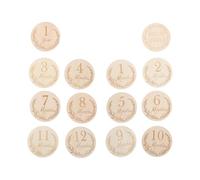 Gadpiparty Cartes de Croissance Bébé Accessoires Bébé Mois par Mois 14pcs en Bois Khaki pour Photo Props Commémoratives et Partage sur Réseaux Sociaux