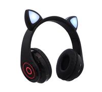 Gadpiparty Casque Pliable Oreilles de Chat Lumineux Confortable Fil Gaming et Bureau Autonomie Heures Compatible Aux in