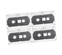 Gadpiparty Cassette Audio Vierge 30 pour Enregistrement, Lot De 4 Pièces, Coque Rigide Transparente, Utilisation DIY Rétro, pour Supports Pédagogiques Et Créatifs, Format
