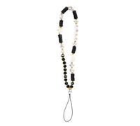 Gadpiparty Chaîne de téléphone portable avec perles lune et étoile - Argile souple noire - Fait à la main - Cordon de poignet anti-perte pour téléphone portable - Pour femme