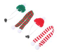 Gadpiparty Chapeaux Réutilisables pour Hamster et Écharpes de Rat Thème de Noël Ensemble 4 Pièces en Laine Rouge et Verte Accessoires Festifs Compacts pour Petits Animaux pour Fêtes et