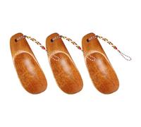 Gadpiparty Chausse-pieds Poignée Confortable et Embout en Nylon en Bois Marron 3 Pièces Facile à Utiliser pour Enfiler Chaussures au Quotidien