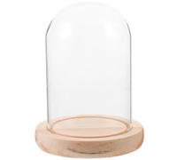 Gadpiparty Cloche en Verre Transparente 8X15 CM avec Base en Bois Naturel Dôme Décoratif pour Micro-Paysage Vitrine Végétale Protectrice Anti-Poussière pour Décoration Intérieure