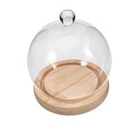 Gadpiparty Cloche Verre Ronde avec Socle Bois Boîte de Présentation pour Fleurs Éternelles Support Décoratif pour Terrariums et Objets Art Protection Anti-poussière Élégante pour Intérieur