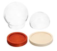 Gadpiparty Cloches en Verre Transparentes 30 MM Socle en Bois Naturel Lot de 2 pour Vitrines Petites et Décoration Maison