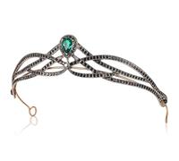 Gadpiparty Couronne Baroque Rétro Verte en Alliage pour Femmes, Tiare Élégante et Délicate pour Mariage et Accessoires Photo