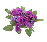Gadpiparty Couronne de Bougies Décoration de Table Élégante aux Roses Artificielles pour Pourpre en Plastique et Tissu Mariage Anniversaire, Effet Décoratif Solide