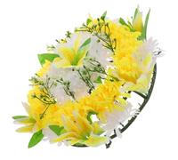 Gadpiparty Couronne de Fleurs Artificielles en Soie Jaune, Guirlande Funéraire Naturelle et Réaliste pour Activités de Deuil, Décoration de Tombe sans Faner Couleur Couleur Aléatoire