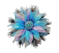 Gadpiparty Couronne Décorative Imitation Plumage de Paon Bleues pour Décoration Maison, Tissu Délicat, Ambiance Festive pour Salon ou Entrée, Guirlande Solide et Élégante