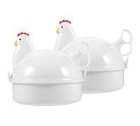 Gadpiparty Cuiseur à Œufs Micro-ondes en Plastique Blanc, Lot de 2 Pièces, Facile à Nettoyer Temps, pour Petit-déjeuner Rapide