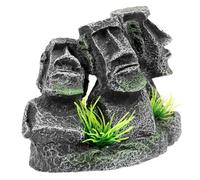 Gadpiparty Décoration Aquarium Résine Moai Résistante à Eau Ornamental pour Réservoir Poissons Statue Île de Pâques Décor Creux pour Cachette Poisson
