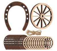 Gadpiparty Décoration de Fête Western Mini de Table en Fer et Bois, Accessoires Fer à Cheval et Roue de Chariot pour Centre de Table Anniversaire et Jardin Féerique
