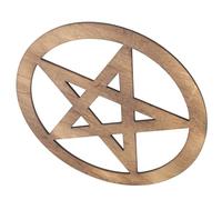 Gadpiparty Dessous de Verre en Bois Sculpté Pentacle 5 Branches, Plateau Rituel en Bois Brun, Décoration Cérémonie Autel, Ornement Sacré pour Maison et Fête, Accessoire Religieux