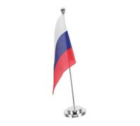 Gadpiparty Drapeau Russe de Bureau Élégant en Polyester Pied en Fer Compact, Impression Vibrante pour Décoration de Table en Espace Réduit Bureau ou Événement Festif