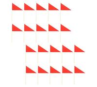 Gadpiparty Drapeaux de Balisage de Chantier en Bambou et Polyester 20 Rouges Triangulaires Solide et Faciles à Ranger, pour Marquage de Site de Terrassement et Jardinage