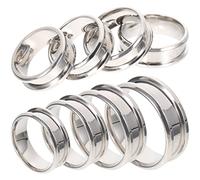 Gadpiparty Ébauches De Bagues Rainurées En Acier Inoxydable 8 Mm Pour Créations Bijoux, Lot De 8 Pièces, Finition Lisse Argentée, Tailles 7 à 10, Pour Créateurs Et Amateurs De Bijoux Personnalisés