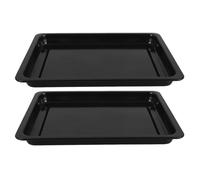 Gadpiparty Ensemble 2 Plaques de Cuisson Émaillées Noires 34X26X25 CM pour Four Professionnel Plat à Rôtir Robuste en Émail Brillant Moule à Pâtisserie Antiadhésif Boulangerie la Cuisine