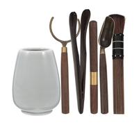 Gadpiparty Ensemble D'accessoires Cérémonie du Thé en Céramique Blanche Outils de Préparation Faciles à Nettoyer, Chic et Unique, Présent pour Amis et Collègues