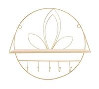 Gadpiparty Étagère de rangement nordique multi-usages en fer doré et bois avec solution de rangement peu encombrante pour petits objets et gel douche, pour la maison et le dortoir